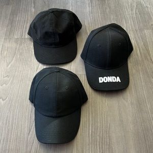 Collection of Reigning Champ and Donda Hat. Mostly plain black, new/never worn